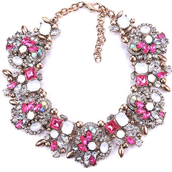 Bib Statement Necklace Colorful Crystal Diamanté Collar - Picture 2 of 10
